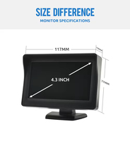 Pantalla de visualización inversa de alta calidad Pantalla de transmisión de imagen de 4,3 pulgadas Monitor de marcha atrás de coche 12V