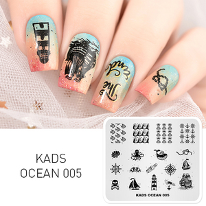 Plaque de tamponnage pour ongles Marine Ocean Rectangle, 10 motifs, en acier inoxydable, avec image douce, logo personnalisé pour salon de manucure - Product Image 6
