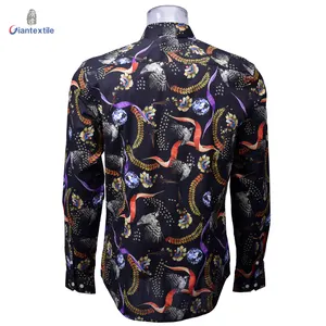 Mannen Drukoverhemd Katoen En Spandex Lange Mouwen Kleurrijke Normale Print Shirt Voor Mannen