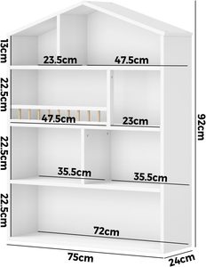 Étagère à livres pour enfants à 4 niveaux, organisateur de rangement pour jouets en forme de maison avec 3 intercalaires verticaux, étagère de présentation pour garçons et filles - Product Image 3