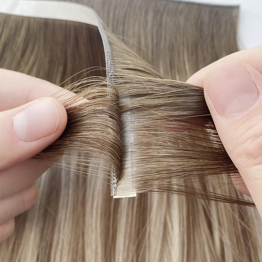 Grosir desain baru Tak Terlihat tertipis dapat dipotong Genius kain ekstensi rambut dengan pita