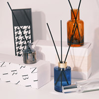 C&H Offre Spéciale – Diffuseur de Parfum d'Ambiance de Luxe en Verre Bleu et Orange avec Logo Personnalisé, Bâtonnets en Rotin et Coffret Cadeau – Vente en Gros