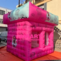Tente rose gonflable à motifs imprimés géants, tente de stand gonflable pour décoration de fêtes et d'événements