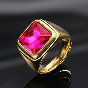 Anillo Cuadrado de Zirconia Australiana para Hombre, Anillo con Incrustaciones de Oro, Acero Inoxidable, Anillo Cuadrado Moderno - Product Image 5