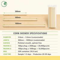 Brochettes épaisses en bambou naturel pour maïs en épi, avec bâtonnets ronds robustes de qualité alimentaire pour barbecue et grillades en extérieur, vente en gros
