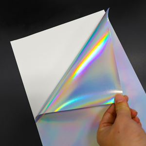 Film PET holographique format A4, autocollant rectangulaire, imperméable, imprimable, superposition transparente, feuille de plastification holographique adhésive - Product Image 1