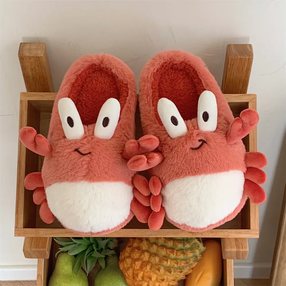 XAXAXTO sandal mainan bulu kustom pemakaian keras wol mudah sandal rumah musim gugur dan musim dingin sandal kepiting rumah tangga