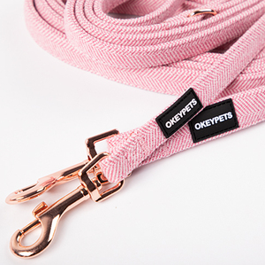 OKEYPETS-Conjunto de correa para perro con hebilla de metal para caminar al aire libre, con logotipo personalizado, clip de correa de Tweed - Product Image 3