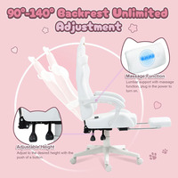 Chaise de jeu rose Kitty Hellos rose cuir blanc maison bureau femmes fille coupe chat chaise de jeu oreiller lombaire Sillas avec repose-pieds