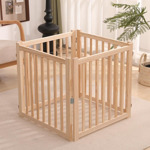 <span class=keywords><strong>Cage</strong></span> à chien portable en bois massif moderne, pliable, fermeture à bouton, facile à ranger, écologique, sûre, anti-morsure, sans peinture, adaptée à un usage domestique - Product Image 1
