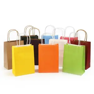 Custom printed your own Logo paper shopping bag with handle and food packing paper bag kraft paper handle bag