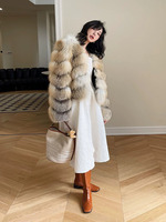 Manteau en fourrure de renard doré de luxe pour femme, veste courte en fourrure de renard véritable, épaisse et chaude, en fourrure naturelle, manteau de mode
