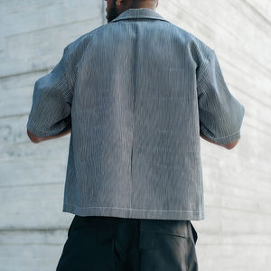 Camisas KingSen de Alta Calidad, Tejido a Rayas, Algodón Grueso, Estilo Hip Hop, Transpirables, Manga Corta para Hombre, Logotipo Personalizado con Impresión por Transferencia de Calor - Product Image 5