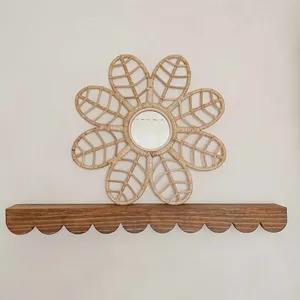 Meilleur prix miroir en rotin miroir mural décoratif miroir en osier pour salon chambre décoration fabriqué au Vietnam en gros - Product Image 2