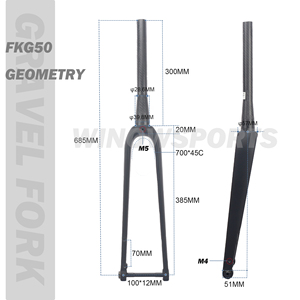 Càng xe đạp gravel Winowsports <span class=keywords><strong>carbon</strong></span>, lốp 700*45c, phanh đĩa, trục xuyên tâm ren 100*12mm, phanh đĩa đường trường, offset 51mm - Product Image 2