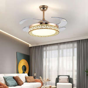 Modern <strong>Gold</strong> <strong>Bird</strong> <strong>Nest</strong> LED Ceiling Fan Light Remote Control Fashionable Dining Living Room Chandelier Plastic Factory Wholesale - Product Image 6