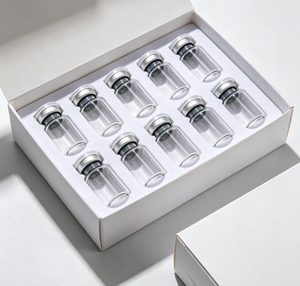 5ml Transparent Blank Glass Vials Silver Crimp Tops White Paper Tray <b>Box</b> Packed <b>Empty</b> Mini Cosmetic Liquid Storage Containers - Product Image 1
