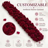 Chemin de table en fleurs artificielles en soie mélangée - Décoration de table de Noël moderne faite à la main, durable et réutilisable