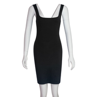Vestido corto sexy de color liso al por mayor, sin mangas, con aberturas, sin espalda, negro, para discoteca, tipo halter, mini.