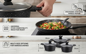 Ensemble <span class=keywords><strong>de</strong></span> casseroles grande capacité 20cm 24cm 28cm 32cm, <span class=keywords><strong>faitout</strong></span> avec poêle à frire profonde <span class=keywords><strong>de</strong></span> 28cm, ensemble écologique sans PFOA - Product Image 5