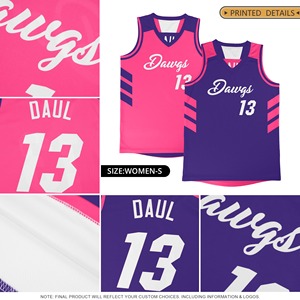 Camiseta de Baloncesto Personalizada Reversible de Doble Cara en Morado y Amarillo - Product Image 4