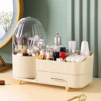 Organisateur de cosmétiques rotatif à compartiments, léger, abordable, de luxe, en plastique, pour bureau, rangement pour rouges à lèvres et pinceaux de maquillage