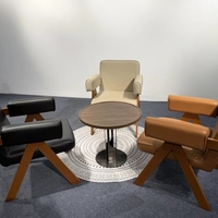 Chaise de salle à manger en bois massif 8207 avec pieds en bois et revêtement en cuir PU, fauteuil rembourré moderne, chaise d'appoint pour salon