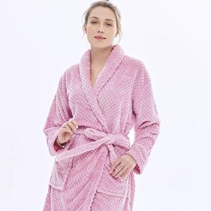 Robes de luxe chinoises en flanelle rose, textile pour la maison, Robes de nuit, Sexy, couleur unie - Product Image 5
