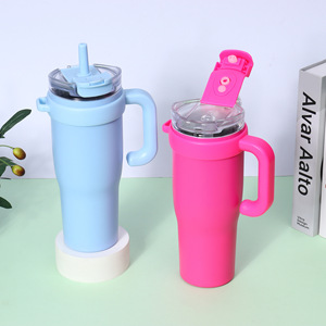 Stainless Steel Tumbler 40oz Vacuum Insulated With Handle And Straw For Travel - Product Image 2