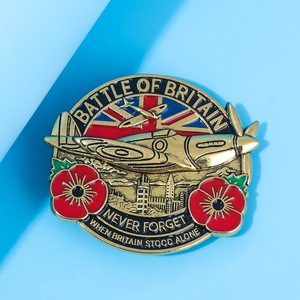Insignia de recuerdo antigua con letras de amor de la Batalla de Inglaterra, con estampado 3D en relieve de flor de amapola y lucha, con la frase 'Nunca olvidemos que Inglaterra estuvo sola'. - Product Image 5