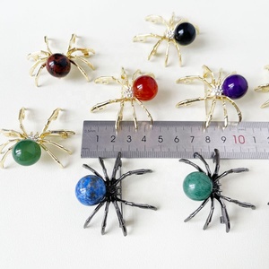 Natuursteen helende kristallen tijgeroog amethist rozenkwarts gepolijste broche spinnenbroche voor mannen vrouwen modetrend - Product Image 4