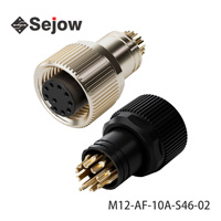 Daftar Harga Dealer Konektor Kabel M12 10 Pin Siap Pakai, Tipe Mur, Pengunci Sekrup, Soket Betina Multi Kontak