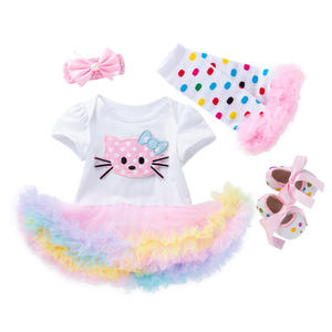 Ensembles en gros pour fille <span class=keywords><strong>1er</strong></span> anniversaire enfants robe bébé 4 pièces monogramme licorne mignonne princesse Tutu jupe barboteuse costumes - Product Image 3