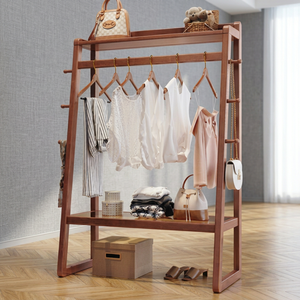 Perchero moderno de madera maciza con 6 ganchos y 1 estante, mueble de almacenamiento multiusos independiente para dormitorio y sala de estar - Product Image 3