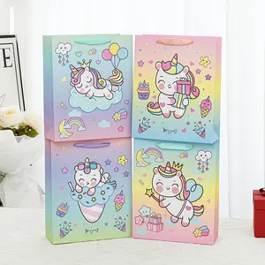 Unicorn Rainbow Pony Cartoon Cute Party Gift Candy Kraft Paper Bag Gift Hand Bag