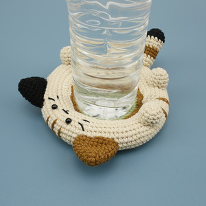 Sous-verre en crochet fait main motif chat mignon, dessous de tasse tricoté motif kiwi, sous-verre créatif en forme d'animal pour table, bureau, décoration intérieure - Product Image 3