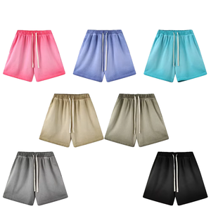 Shorts unisexes American Street 385G délavés et usés |   Pantalon décontracté rétro délavé style Ins Dirty Dye avec cordon de serrage pour couple - Product Image 2