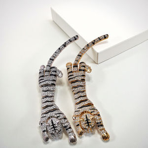 Lateefah nueva llegada Unisex Vintage broche Pin joyería aleación Tigre diseño diamante broche - Product Image 4