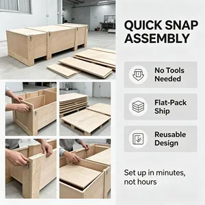 Caja de madera ensamblada con hebilla, sin fumigación, desmontable, para almacenamiento de productos industriales, apilable y transportable. - Product Image 1