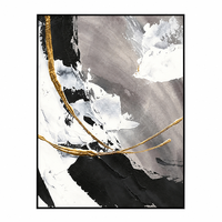 Peinture murale abstraite sur toile de taille personnalisée, inspirée du Kintsugi, noir, blanc, gris, or, lignes, pour salon, bureau, décoration de luxe