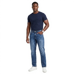 Jeans de Mezclilla Azul Lavado a la Piedra para Hombre, Corte Recto, Cintura Media, Cierre de Botones, Estilo Casual, 100% Algodón Tejido - Product Image 5