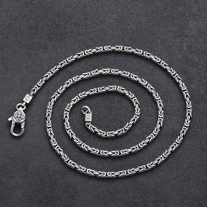 Collier en <span class=keywords><strong>argent</strong></span> pur S925 avec motif de paix, chaîne épaisse, style thaïlandais rétro <span class=keywords><strong>vieilli</strong></span>, bijoux classiques pour hommes et femmes - Product Image 1