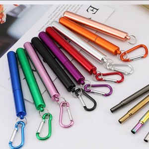 Paille télescopique portable en acier inoxydable, ensemble en alliage d'aluminium, étui de rangement de 14mm pour conteneur de médicaments, modèle rond YDX001 - Product Image 1