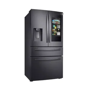 Fornecimento por atacado de refrigerador com porta francesa de 28 pés cúbicos e 4 portas em aço inoxidável preto com tela sensível ao toque