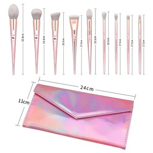 Ensemble professionnel de pinceaux de maquillage pour les yeux, poils synthétiques, pinceaux éventail, pour le visage, l'eye-liner, le rasage, 10 pièces/ensemble - Product Image 5