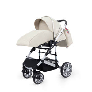 Poussette bébé en <span class=keywords><strong>lin</strong></span> de luxe 3 en 1, cadre en acier inoxydable, design portable facile à plier, grandes roues inversées pour les enfants de 0 à 3 ans - Product Image 1