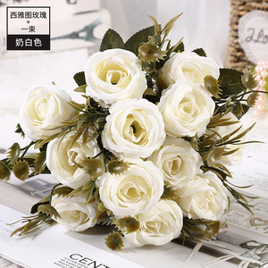 ช่อดอกไม้ประดิษฐ์,6หัวตกแต่งแบบโรแมนติกสำหรับบ้านงานแต่งงานดอกไม้ประดิษฐ์ - Product Image 4