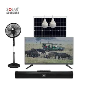 便携式太阳能套件100W 500w太阳能家庭系统一体机太阳能照明套件，带32英寸电视风扇灯泡