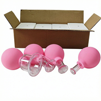 Ensemble de 4 ventouses en verre pour thérapie faciale avec boîte, ensemble de ventouses pour massage du corps et lifting de la peau, ensemble d'outils de thérapie