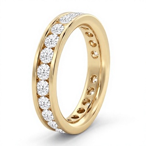 Anillo Apilable de Eternidad con Diamantes Cultivados en Laboratorio, Corte Brillante Redondo, Engastado en Canal, Chapado en Oro de 18K y 14K, Anillo de Diamantes Cultivados en Laboratorio VVS - Product Image 2